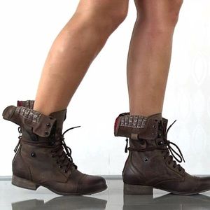 brown combat boots